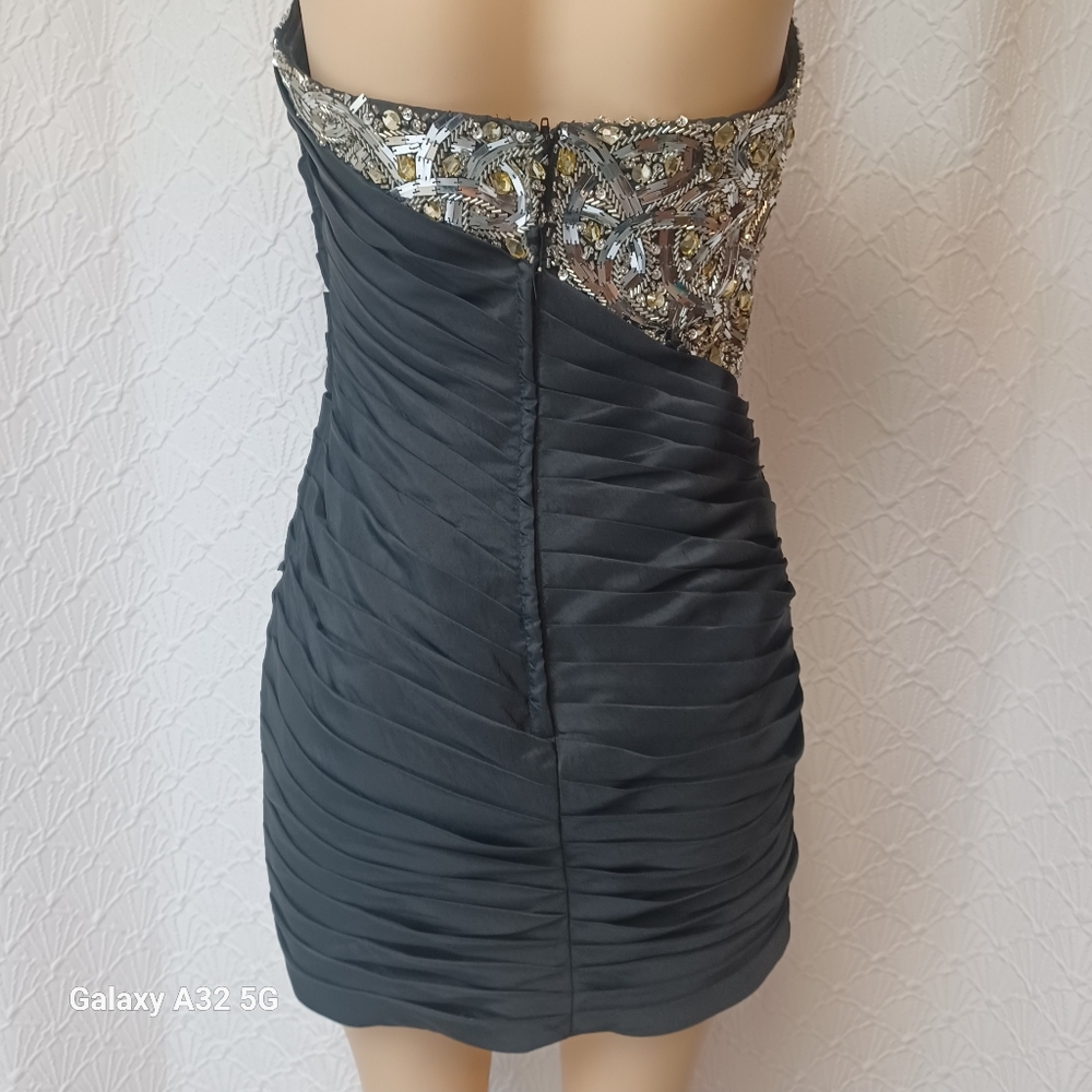 Kiss Kiss Formal Black and Silver Strapless Dress Women Size 10 - Picture 10 of 16